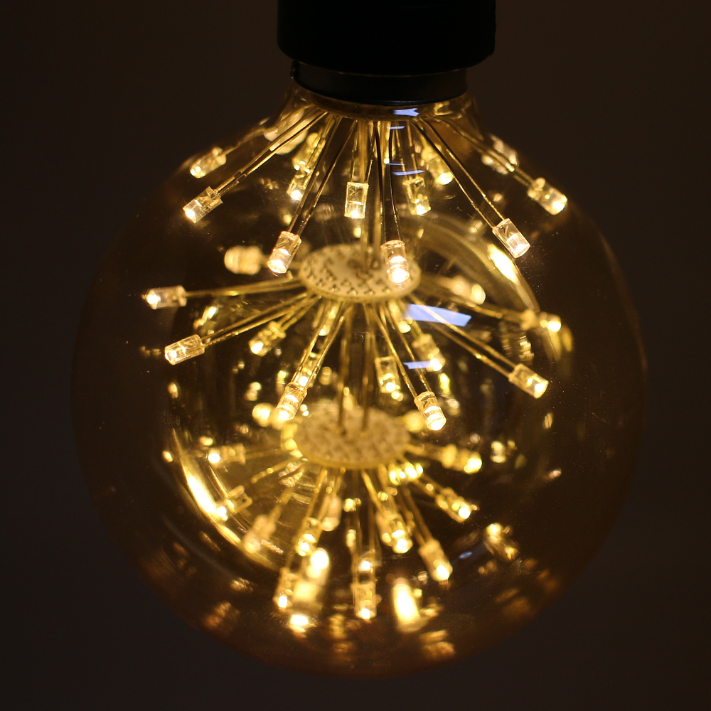 하이룩스 LED 에디슨 3W G95 눈꽃 전구색 볼구 램프 필라멘트 노란빛 크리스마스장식 LED볼구 모양전구 눈꽃불꽃 백열에디슨 40W 대체 골드